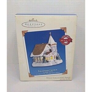 Hallmark Fieldstone Church Christmas Ornament 2003 Light Up #6 In Series